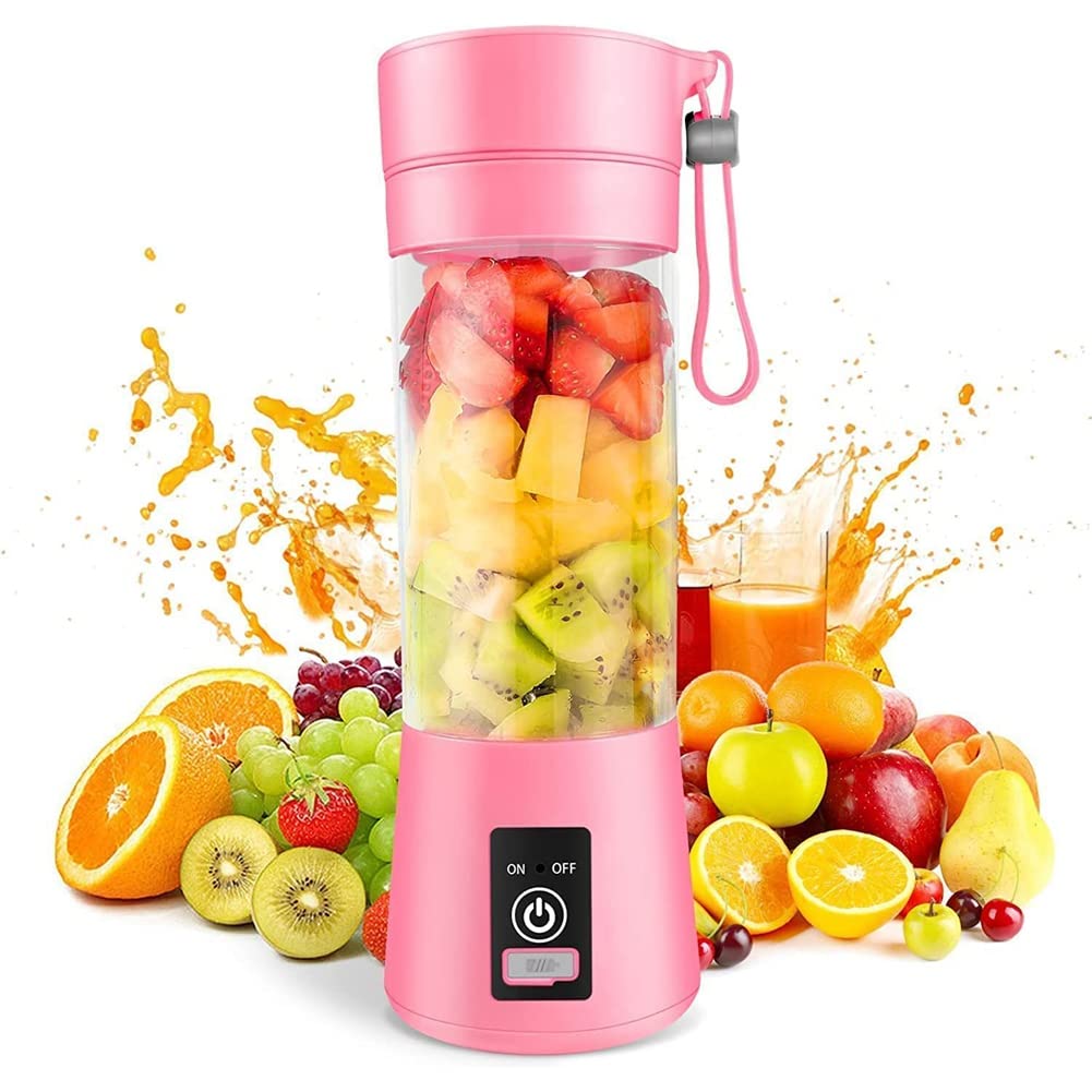 Dasertoe Pink Portable Blender Mini Blender For Shakes And Smoothies Usb 380Ml Traveling Fruit Juicer Cup With 6 Blades
