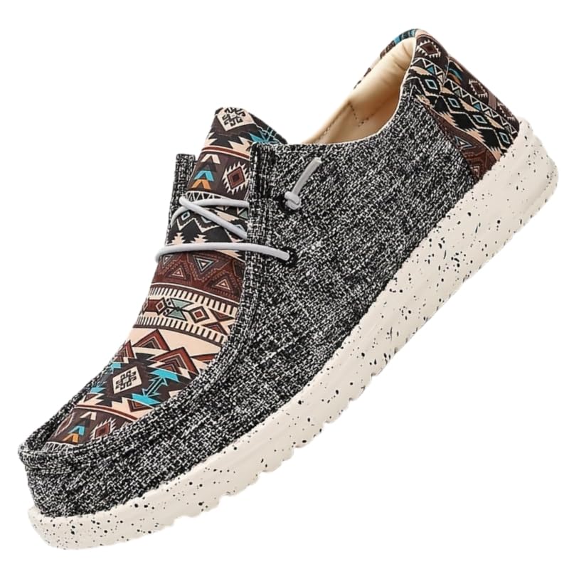 Men's Graphic Loafer Shoes with Shoelaces, Breathable Lightweight Non-Slip Slip on Boat Shoes, Men's Shoes, Plus Size