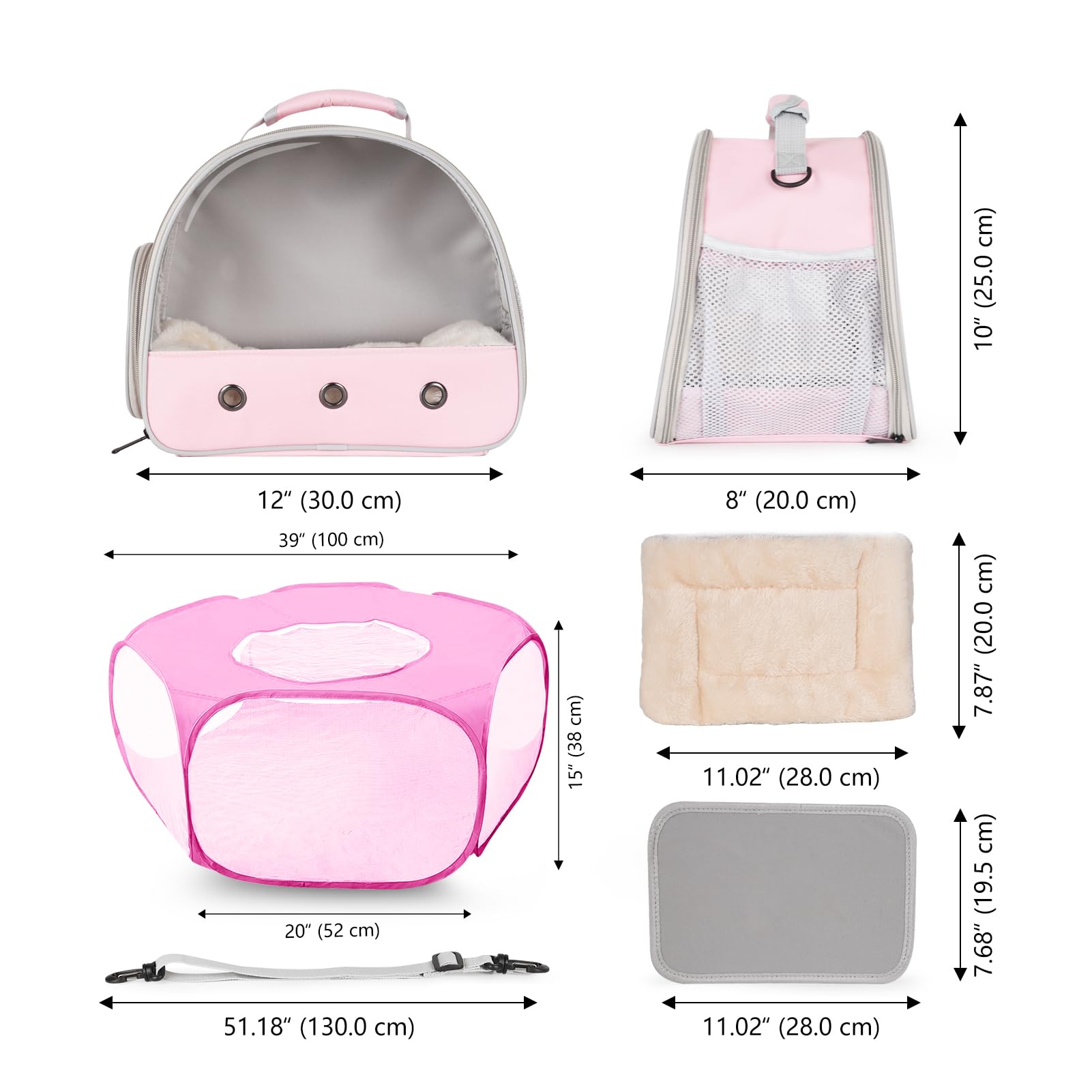 Meerschweinchen-Tragerucksack und Laufstall mit Deckel, atmungsaktiver Haustier-Laufstall, Pop-Open-Übungszaun, tragbarer Kleintierkäfig für Kaninchen, Chinchillas, Eichhörnchen, Eidechse