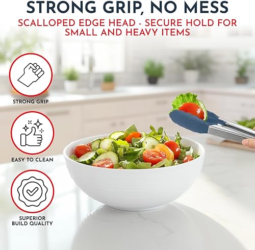 Miniatura 6 de Pinzas de cocina para cocinar con puntas de silicona, pinzas resistentes al calor para servir alimentos, 7 pulgadas, 9 pulgadas, 12 pulgadas, pinzas