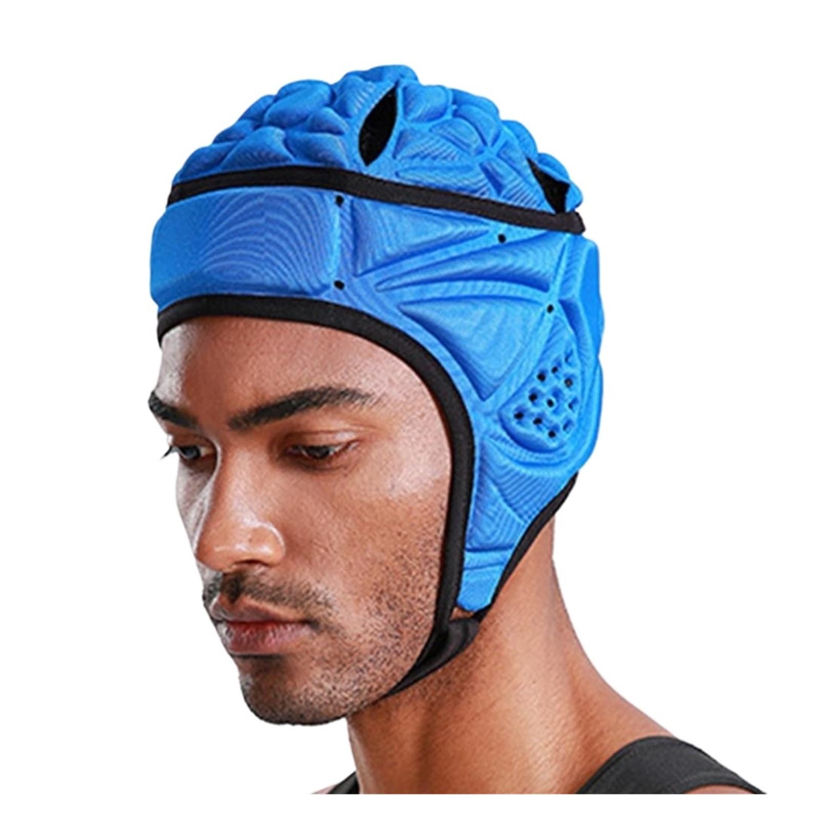 Caschetto Boxe Casco da Rugby in Spugna Regolabile for Hockey, Paintball, Calcio(Blue)