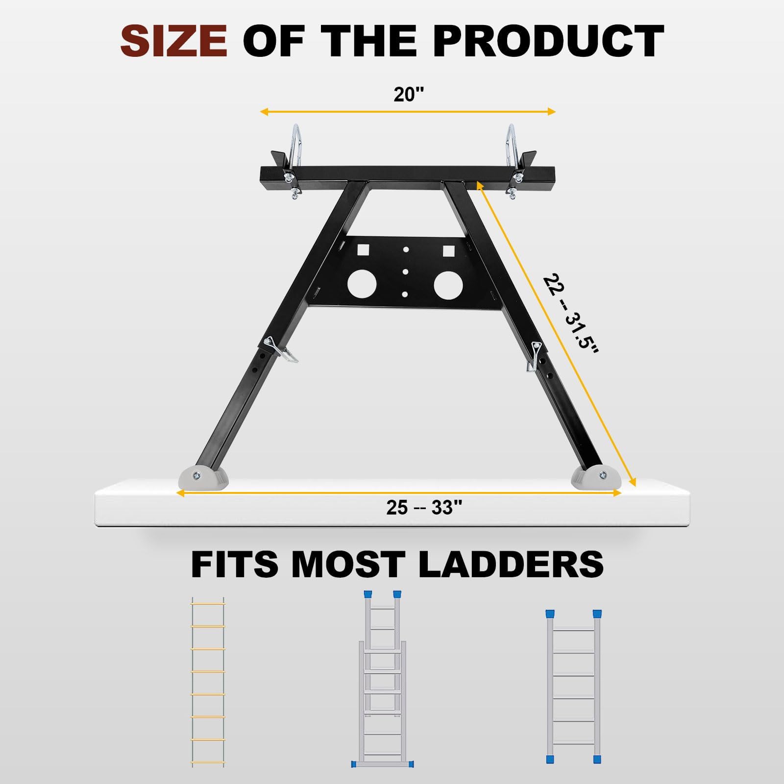 Estabilizador de escalera, separador de pared, accesorio de escalera de seguridad, estabilidad fácil de usar, clasificación de peso de 180 libras, color negro