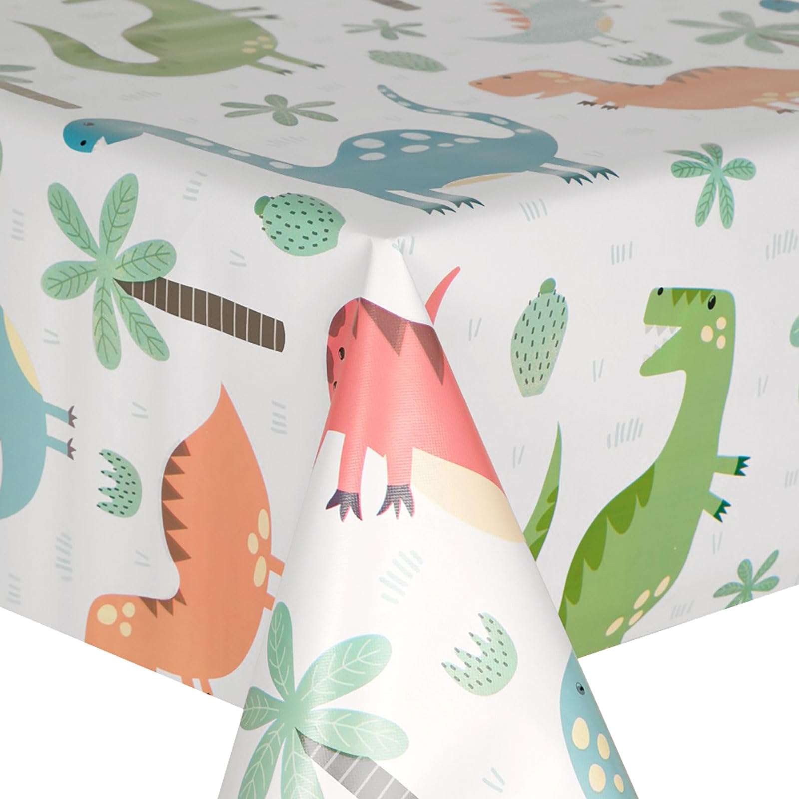 Qpc Direct Multicolor Dinosaurs Multi Pvc Oilcloth Table Cover Vinyl Tablecloth 140 X 250Cm Rectangle