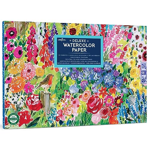 eeBoo Piece & Love: Seaside Garden Watercolor Pad - 16 Sheets, 85 LB, 9.5 x 6.5 Book, Adults Arts & Crafts