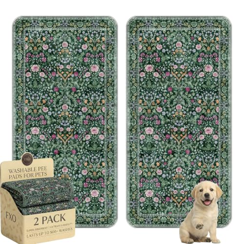Image of Washable Pee Pads for Dogs,Great Urine Absorbent Reusable Puppy Training Pads,Waterproof,Leak-Proof & Non-Slip Potty Pads for Whelping,Crate,Playpen,Bed.(Midnight Garden Floral,36 inchx72 inch)