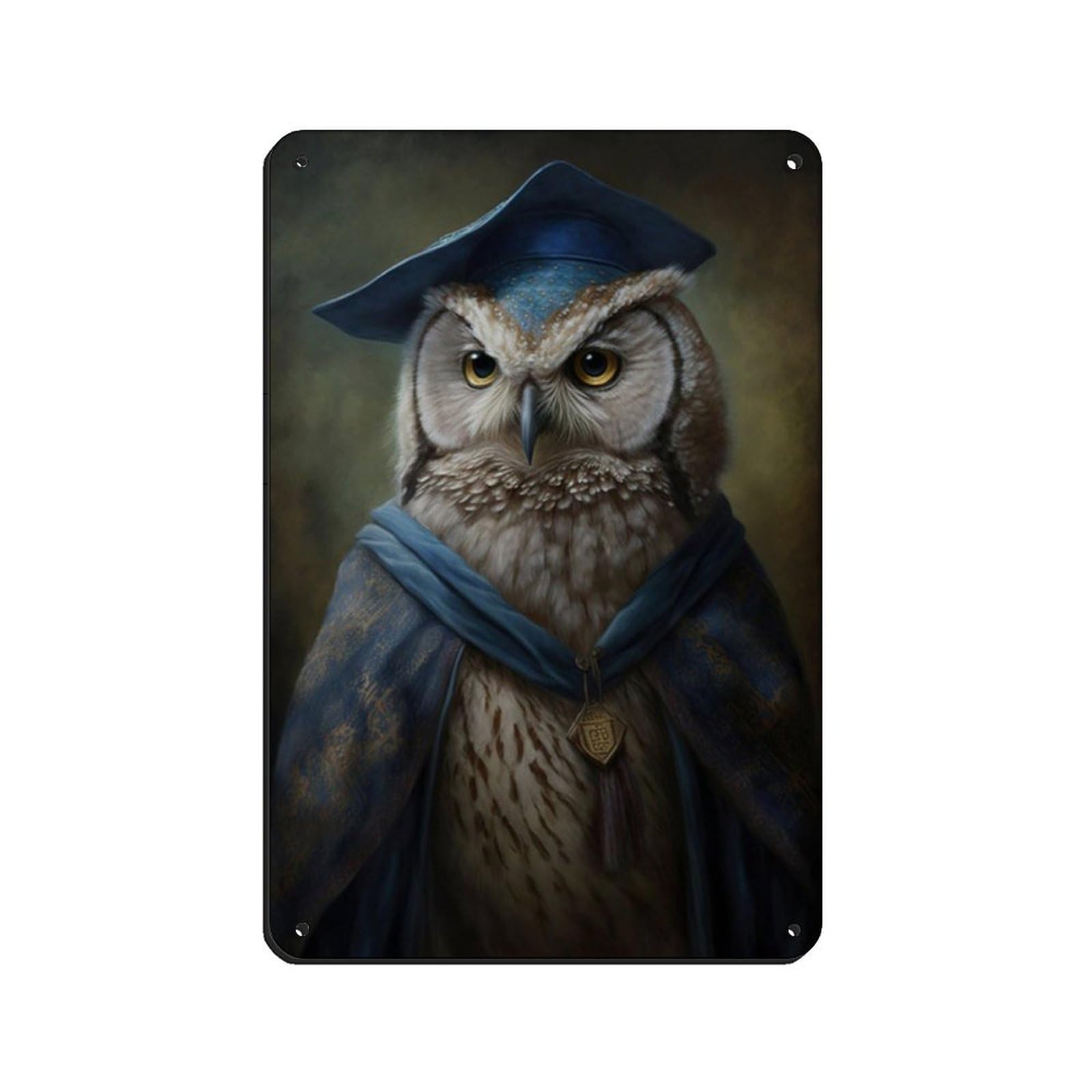 Scholar Owl Vintage Poster, Victorian Owl Wizard Tin Sign Vintage Metal Pub Club Cafe Bar Home Wall Art Decoration Poster Retro 8x12inch(20x30cm)