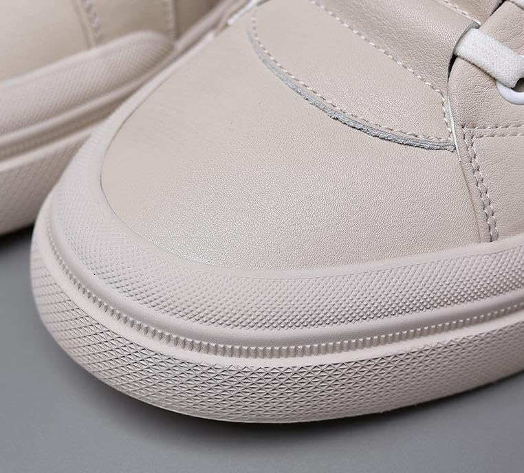 Men's Fashion Sneakers Leather Casual Shoes Dress Sneaker Oxford Shoes White/Khaki2