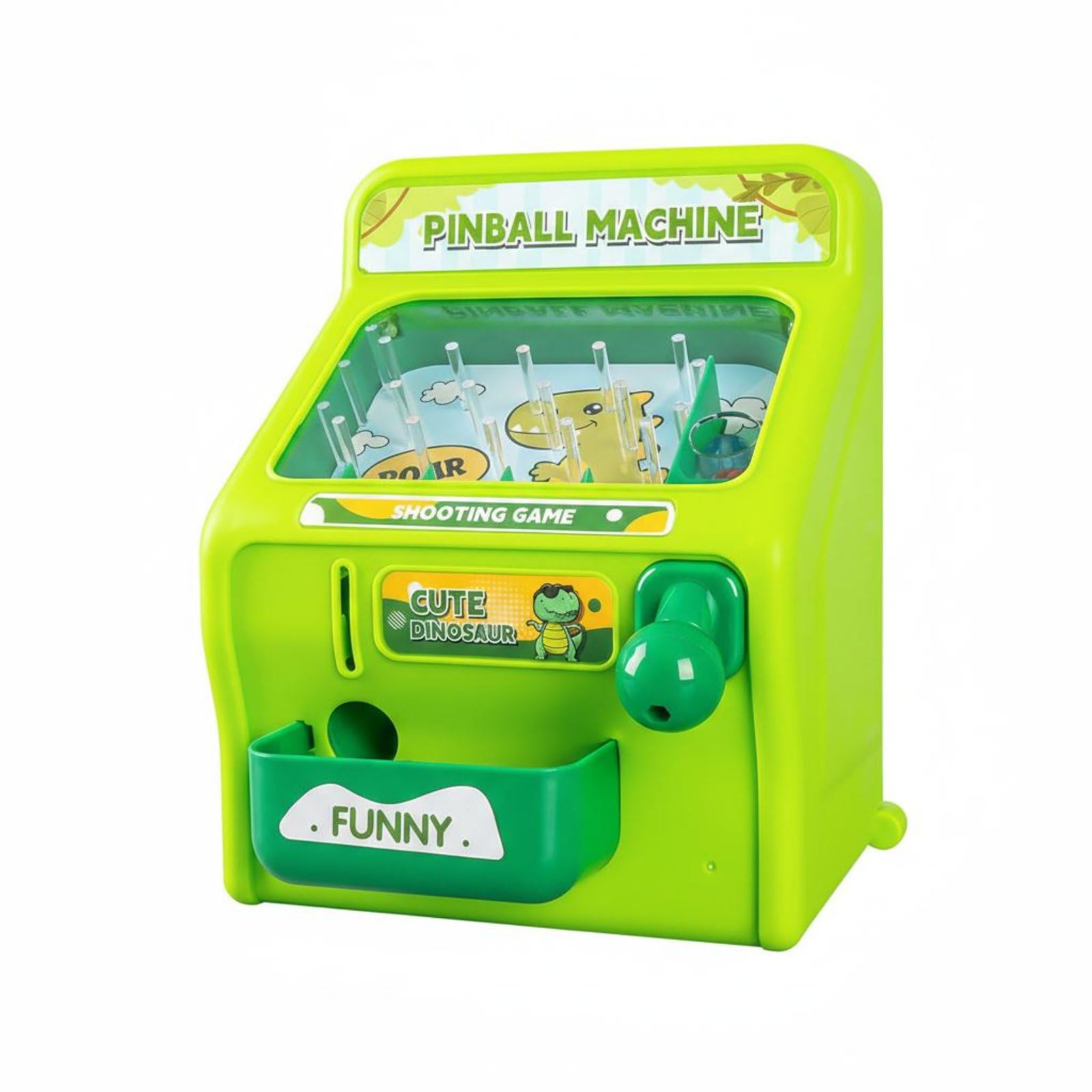 F Fityle Juego de para Niños Juego de Mesa Pinball de de Máquina Mini con Luces LED y Sonidos Material Plástico Resistente Apto para Coordinación y Habilidades, Verde Dinosaurio