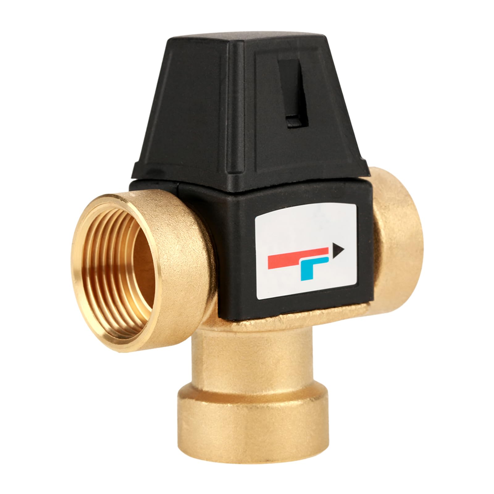Válvula mezcladora termostática, G 1 pulgada 3 vías mezclador termostático, 35-60 °C mezcladora termostática para sistema de agua caliente sanitaria (rosca interna)