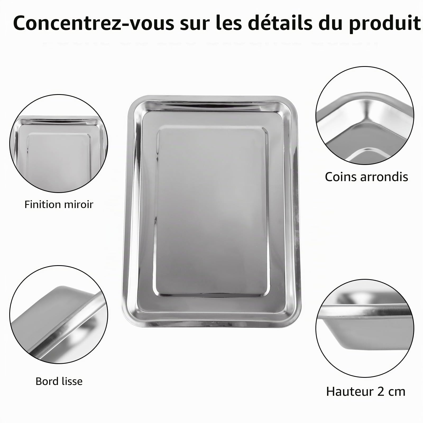 DAJAVE Plaque à Pâtisserie en Acier Inoxydable, Lot de 4 Plaque de cuisson 40 x 30x 2 cm Plateau inox Rectangulaire Plaque à Pâtisserie Plaque Four antiadhésive Four Pour La Cuisson Et Le Rôtissage