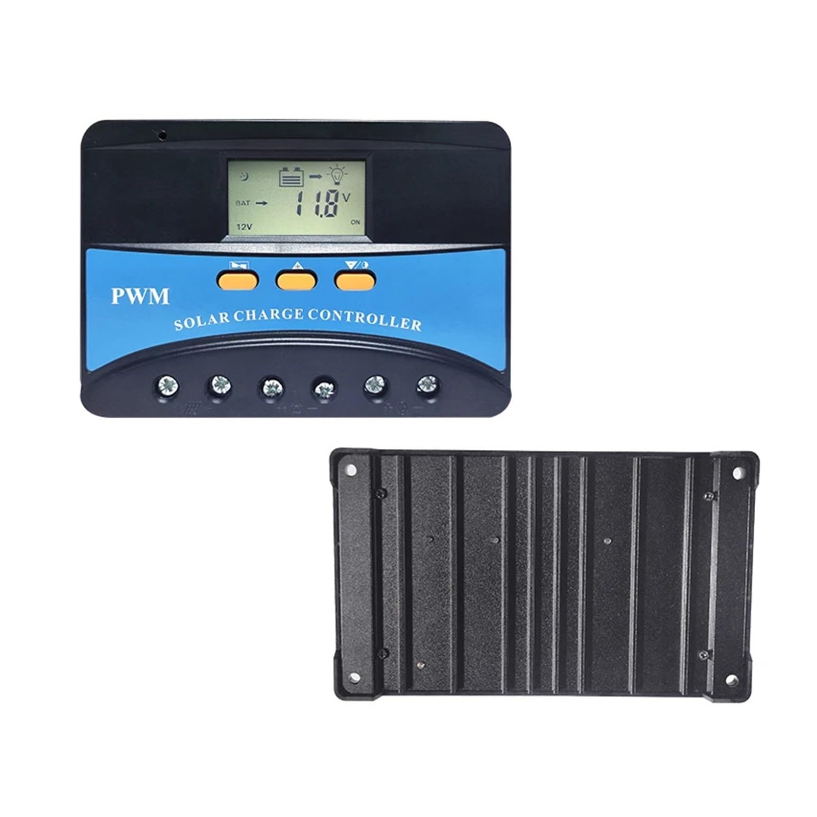 CUDTAPI Solar Charge Controller 40A 50A 60A PWM Charging Controller 12V 24V 48V Solar Panel Regulator LCD Display Dual USB 5V(60A)