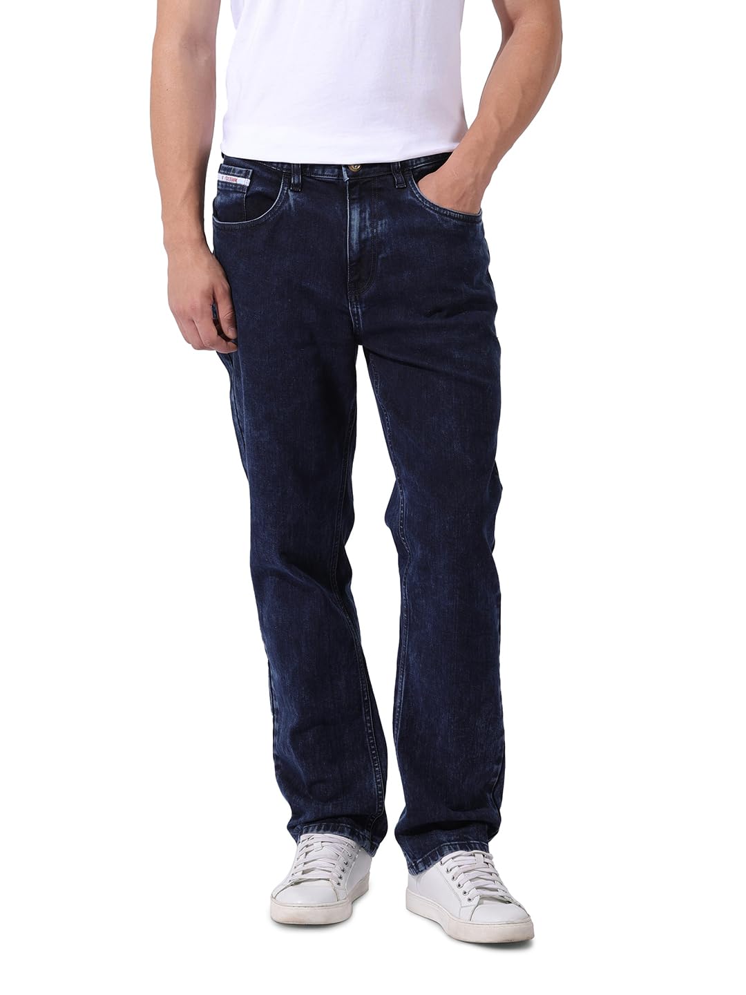 Global Desi Men Regular Fit Mid-Rise Solid Stretchable Jeans in neutral