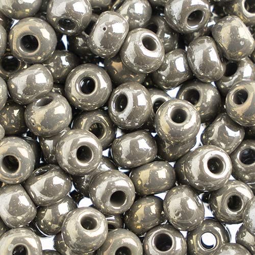 Preciosa Czech Seed Beads 32/0 (8mm) Opaque Grey Rainbow - 250g Bulk Bag Beads for Jewelry Making and Crafts