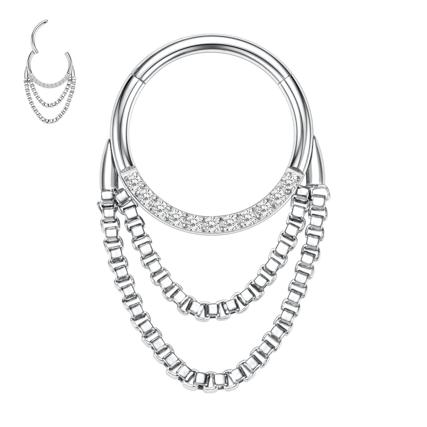 hengkaixuan Unique Animal Shape Septum Nose Ring Septum Jewellery 16G Daith Earrings Surgical Steel Nose Hoop Septum Clicker Conch Piercing Jewellery Rook Helix Tragus Cartilage Lobe Hoop Earring — view 33