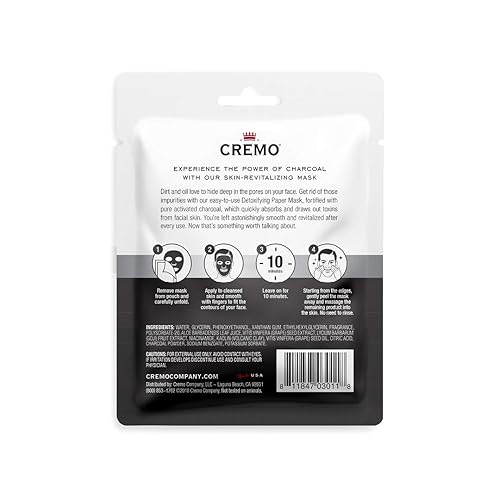 Miniatura 4 de Cremo Máscara facial de papel desintoxicante de carbón, máscara facial sorprendentemente superior, revitaliza, desintoxica, mientras purifica la