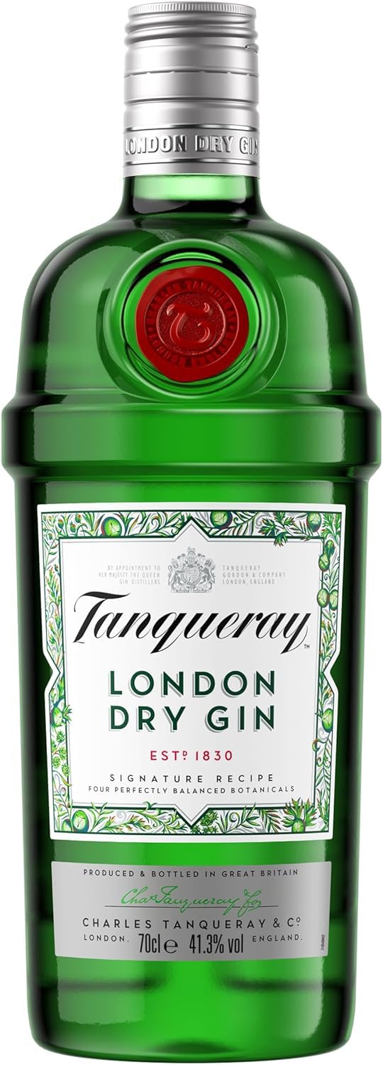 Tanqueray London Dry Gin | 41.3% vol | 70cl | Made with 4 Gin Botanicals | Distilled 4 Times | Enjoy with Ice & Tonic