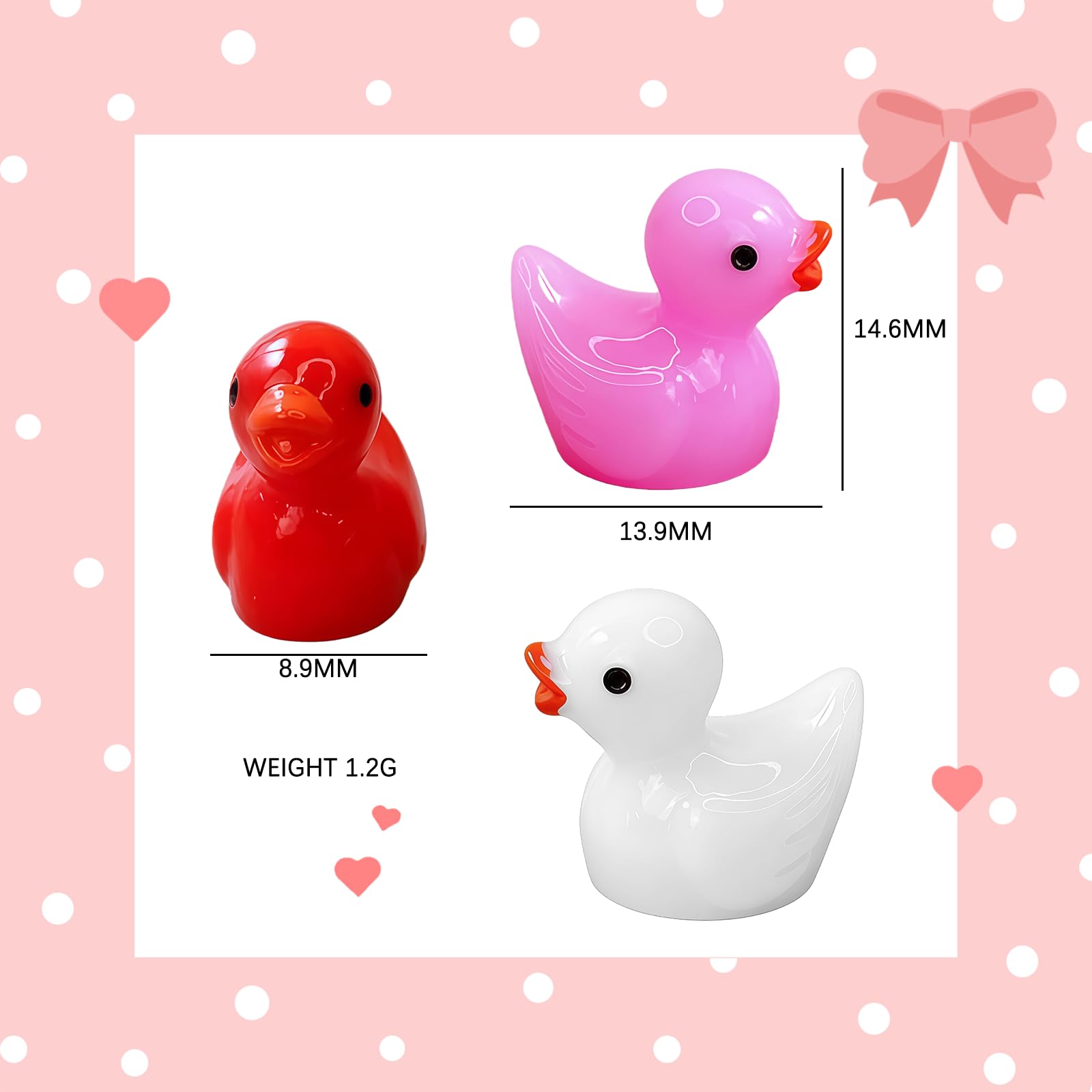 RmKbe 120pcs Valentines Mini Resin Ducks Miniature Fairy Garden Ducks Colorful Mini Duck Ornament Valentine's Day Decoration for Home Dollhouse Landscapes - Image 2