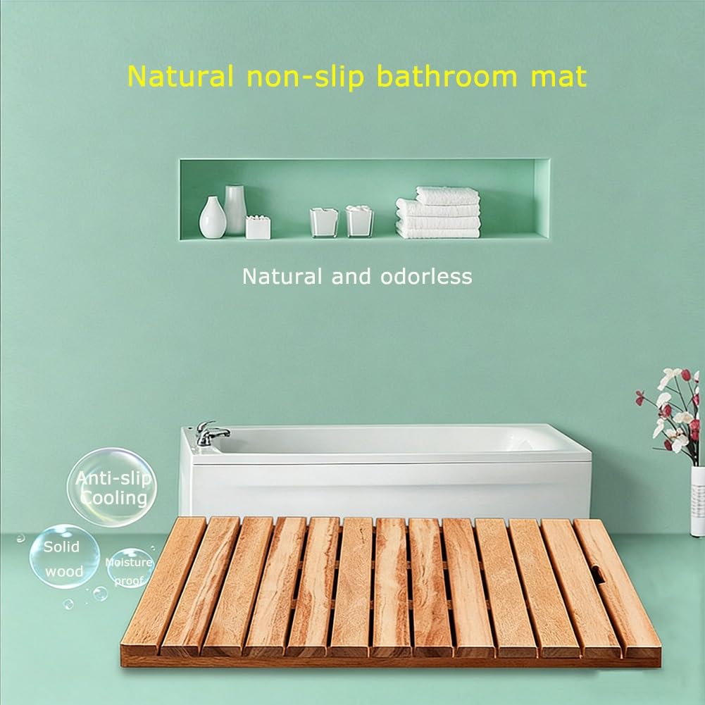 Pedana Doccia Legno, Tappetino Antiscivolo Piatto Doccia 70x70 70x90 70x100 70 x 120 80x80 80x100 80x120 80x140 90x90 - Disponibili Diverse Taglie, Materiale Naturale(Walnut wood,30 x 30 cm)