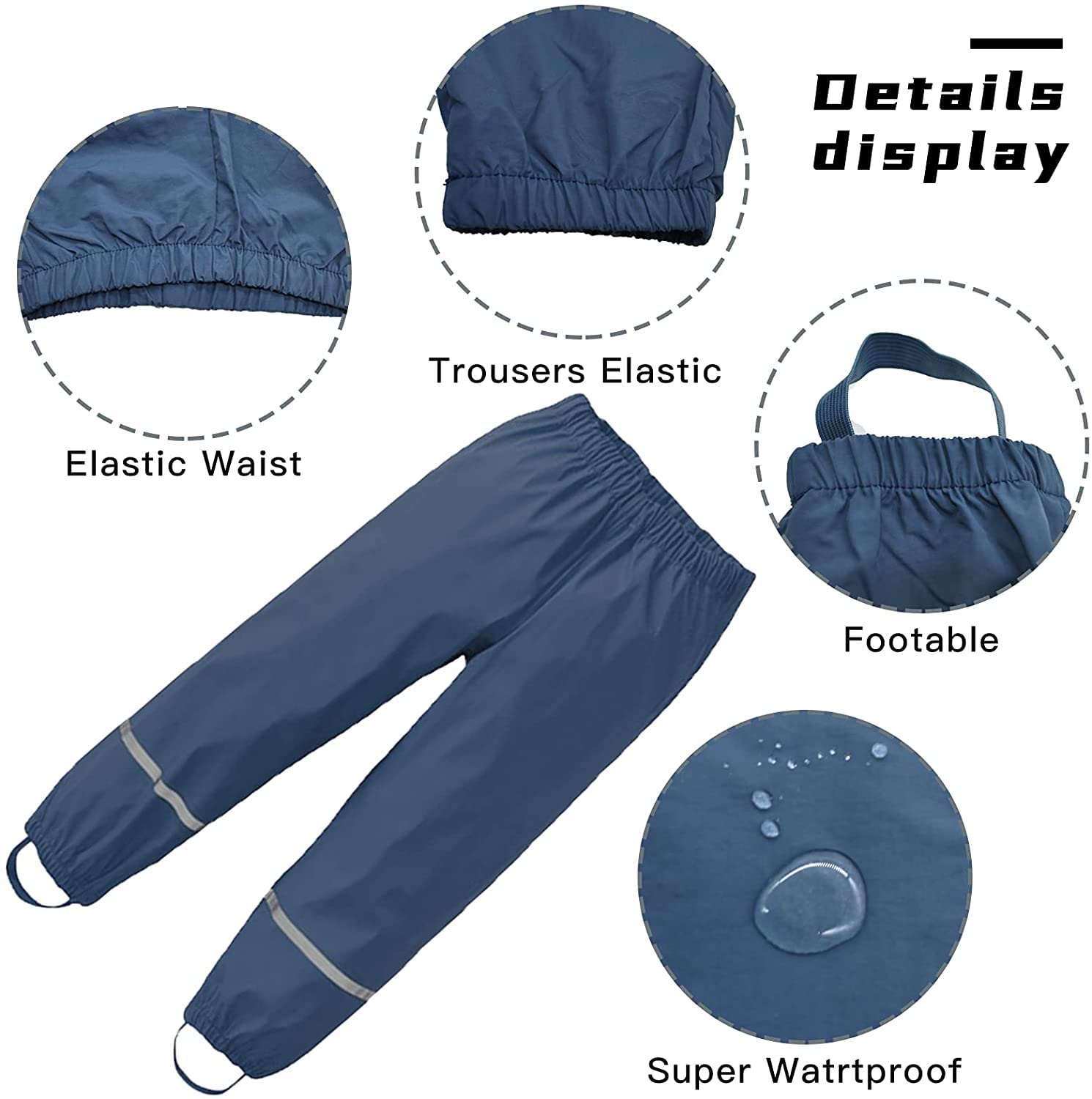 Chedin Pantalon de Pluie Unisexe pour Enfant - Imperméable, Coupe-Vent et Respirant - Non Doublé pour Fille et Garçon (98, Rose)