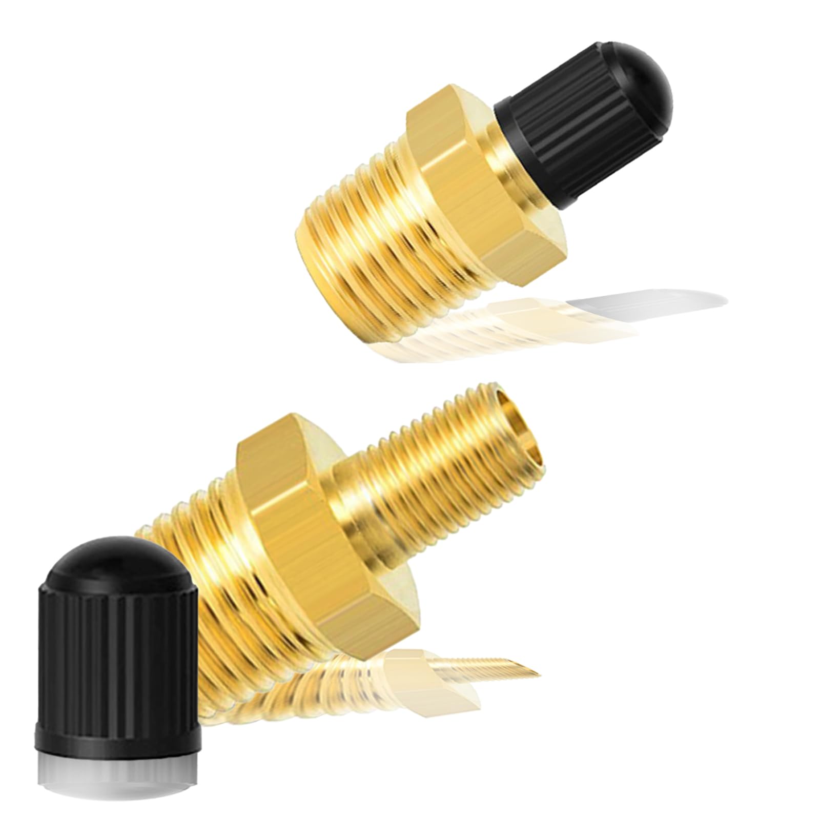 1 Pcs 1/4 Brass Air Inflator Adapter, Car Container Expansion Tank Inflation Nozzle, Pressure Tank Barrel Sealing Air Spring Suspension, Suitable for Most Cars(1pcs-Gold)