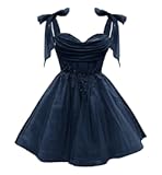 Tulle Short Homecoming Dress for Teens Sparkly Lace DAMA Dresses for Quinceanera Spaghetti Straps Bow Prom Gown