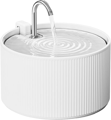 PawsPik Ceramic Serenity - Fuente de agua para mascotas, boquilla estilo grifo, motor silencioso, filtro de 5 capas, cuenco de cerámica sin BPA para