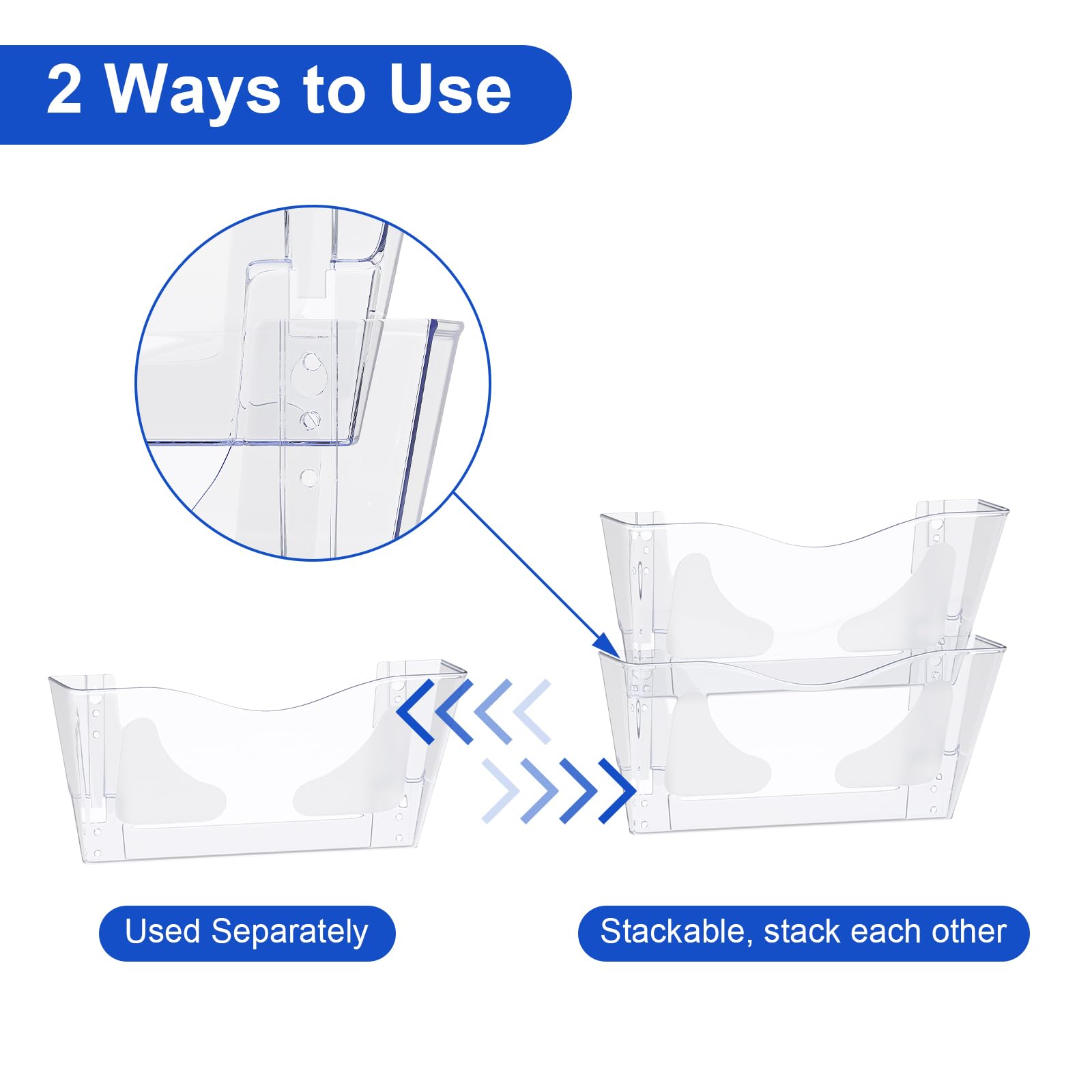 Samstar 2 Pack Wall File Organizer, 6-Tier Wall Mount Paper Holder Vertical File Rack For Office Home Black