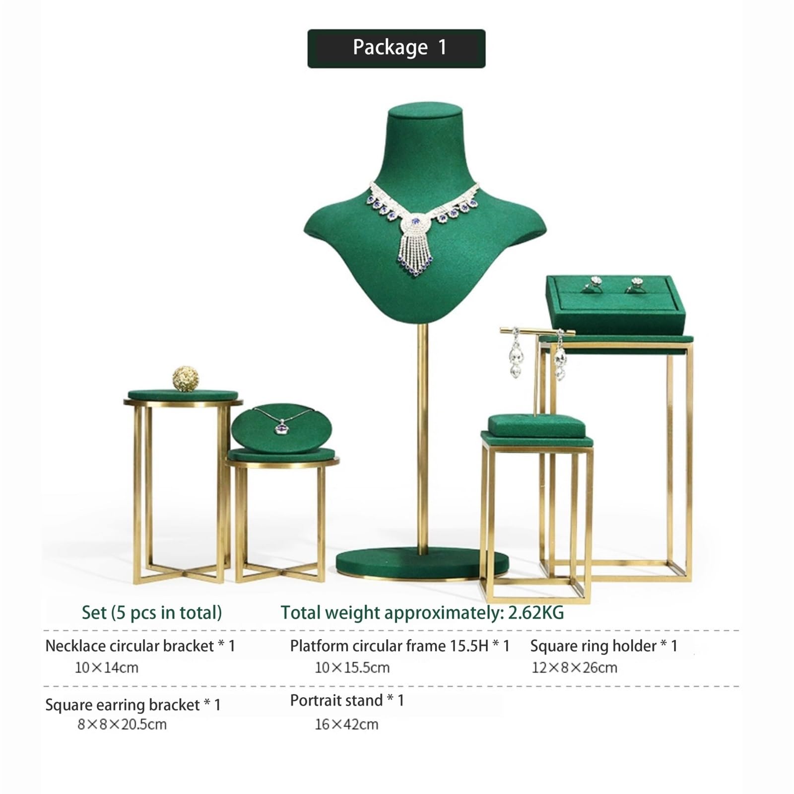 Schmuckhalter Green Suede Jewelry Display Stands Ring Pendant Organizer