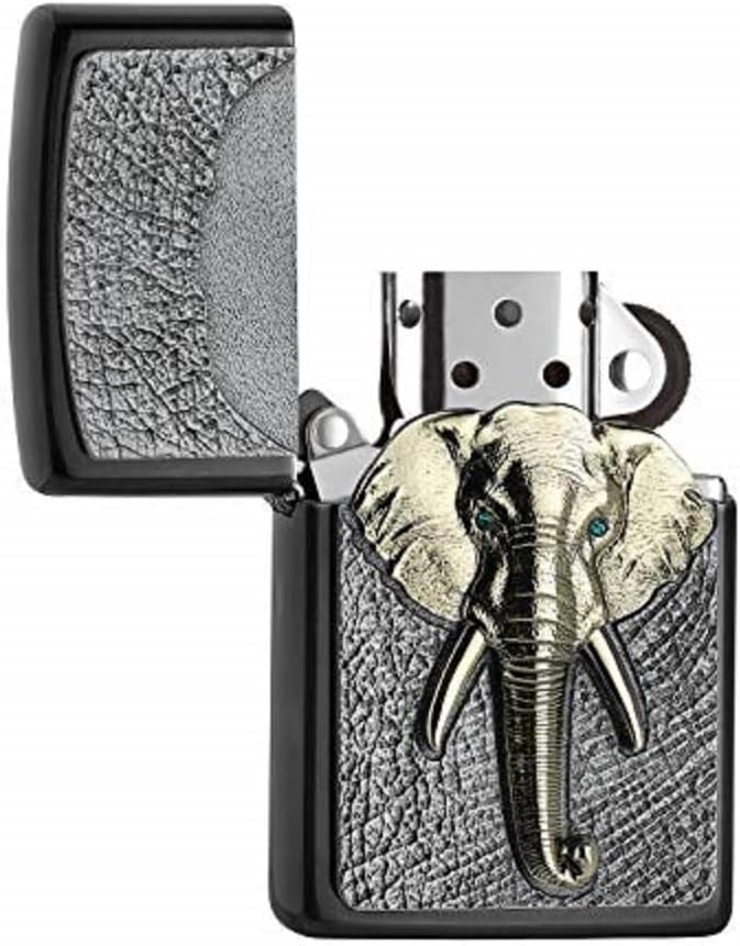 ZIPPO – Gray Dusk - Elefant Tri-Colour, Emblem – Gasoline Windproof Lighter, refillable, in Gift Box