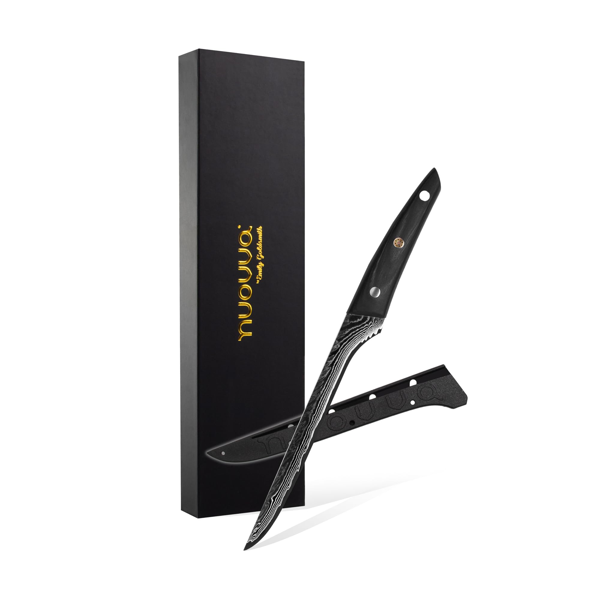 nuovva Ultra-Sharp Kitchen Boning Knife – 6 Inch Meat & Fish Fileting Knife – 67 Layer Damascus Japanese Steel – Professional Slicing Knives with Rosewood Handle – Gift Box & Sheath Included