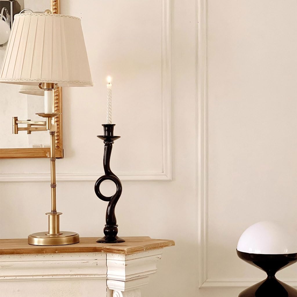 Portavelas nórdico de cristal negro para el hogar, arte creativo, decoración de candelabros