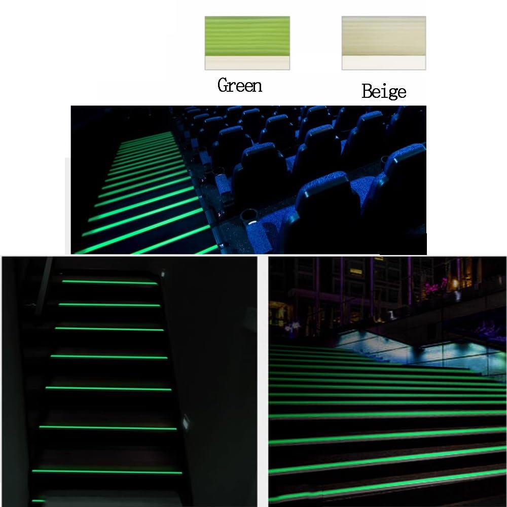 Luminosa Profilo Angolare Profilo per Bordi Scale in Alluminio, 45 50 55 60 70 85mm Profilo Angolare per Scale, Antiscivolo(Black+Green,W60mm)
