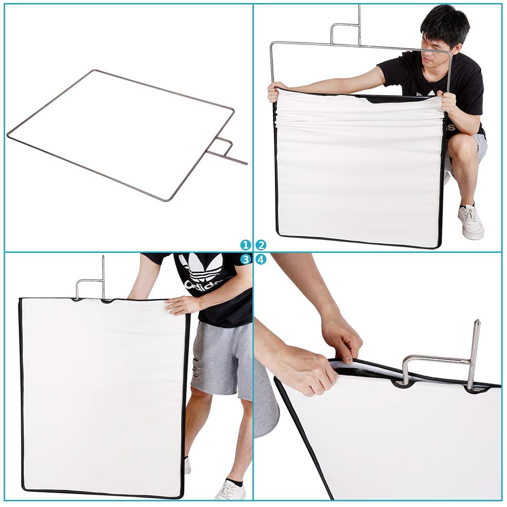 Réflecteur de Photo de Panneau de Drapeau en métal, kit de diffuseur de réflecteur d'éclairage de Photographie, Argent, Or, Blanc et Noir, pour Studio Photo, Agence de publicité