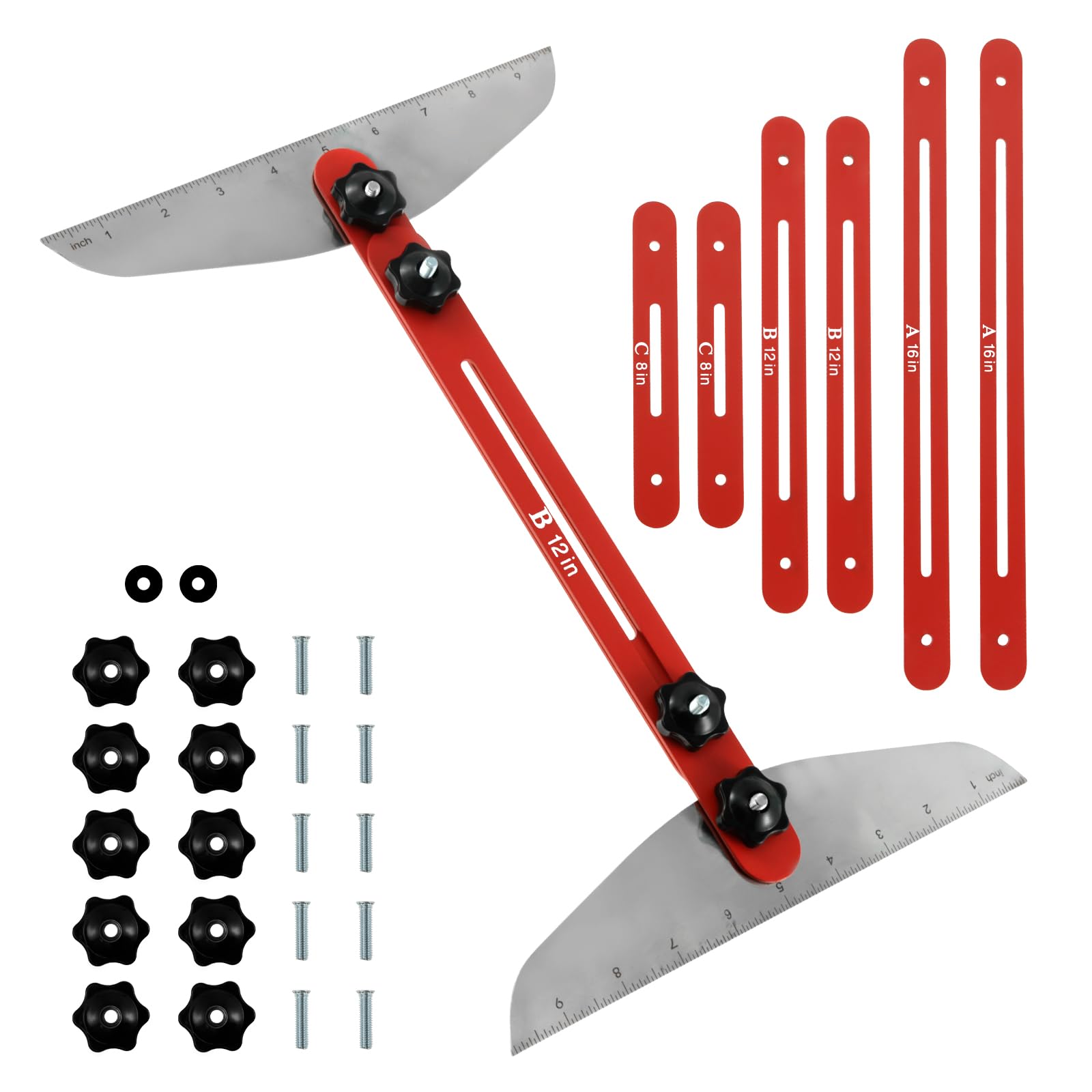Szablon bieżnika schodowego 8 do 142 cm zestaw mierników schodów ze stopu aluminium regulowany przyrząd do pomiaru bieżnika schodów metalowy dokładny miernik bieżnika schodów do podziałów schodów