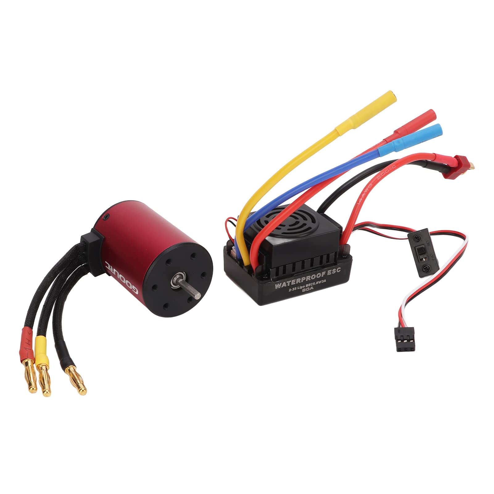 S3650 3900KV wodoodporny bezszczotkowy silnik + 60A bezszczotkowy silnik ESC T wtyczka męska do części do modernizacji samochodu 1/10 RC