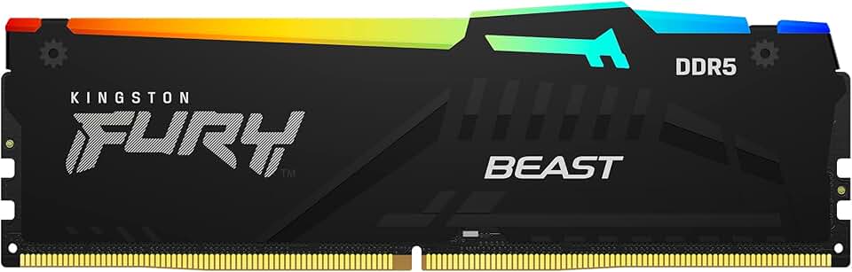 Kingston Módulo único de memória de desktop Fury Beast 8GB 5600MT/s DDR5 CL36 RGB | Sincronização infravermelha | AMD Expo | Plug N Play | KF556C36BBEA-8