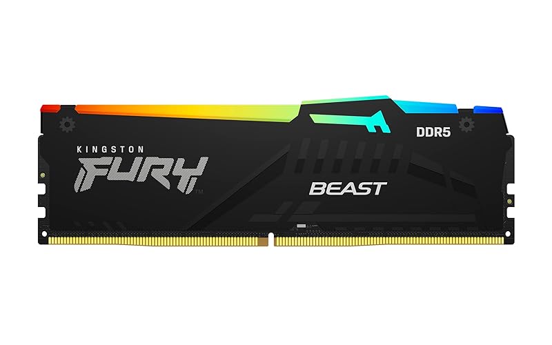 Kingston Fury Beast 64GB (2x32GB) 6000MT/s DDR5 CL36 RGB Desktop Memory Kit of 2 | Infrared Syncing | AMD Expo | KF560C36BBEAK2-64 - Black - 64GB (2x32GB) - 6000MT/s - 6000MT/s CL36