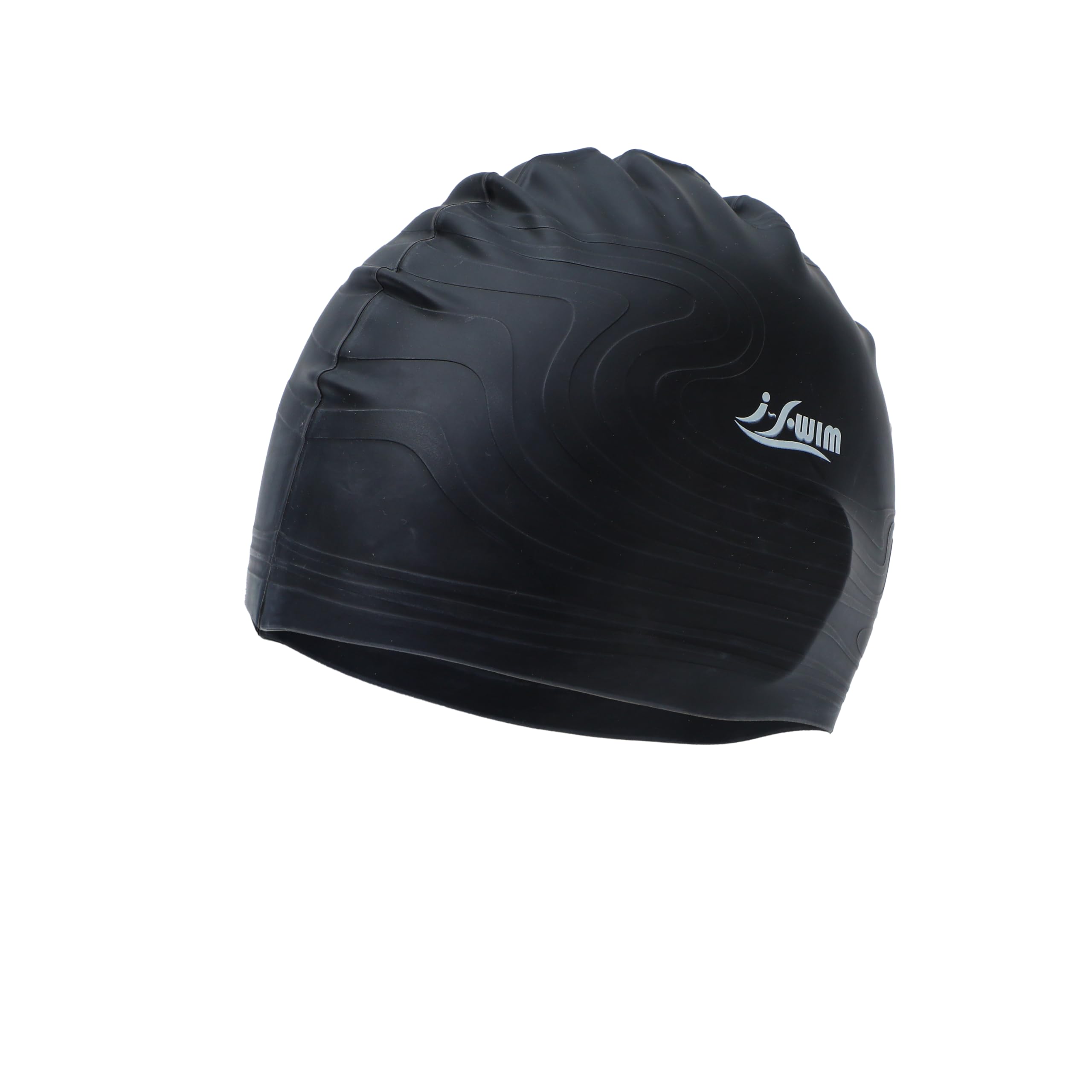 I-Swim Men's Swimming Cap | for Adults Use | Fully Elastic Waterproof and Strechable | Long-Lasting Fitted | Protecting Hair from Chlorine | Material: Silicone | Size: Free | Color: Black