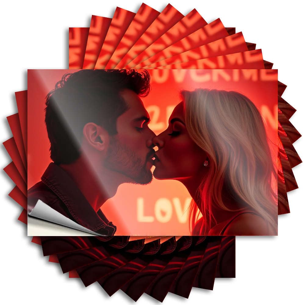 Affirmation, Stickers Door A Couple Shares an Intimate Moment Under Red Lighting. | Gamer Restroom Accessories(6X9CM)