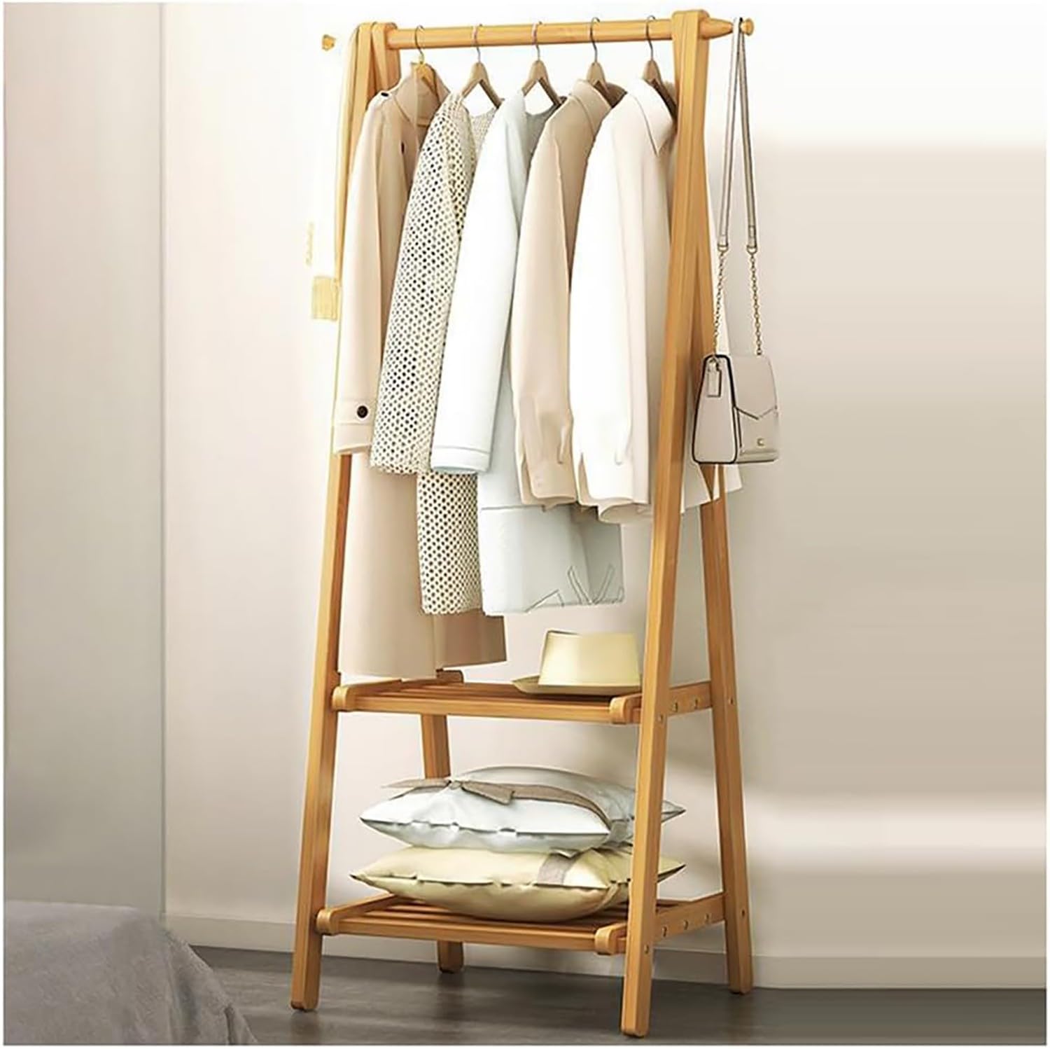 Meuble porte-manteau en bois massif Nizat à haute résistance 66 cm