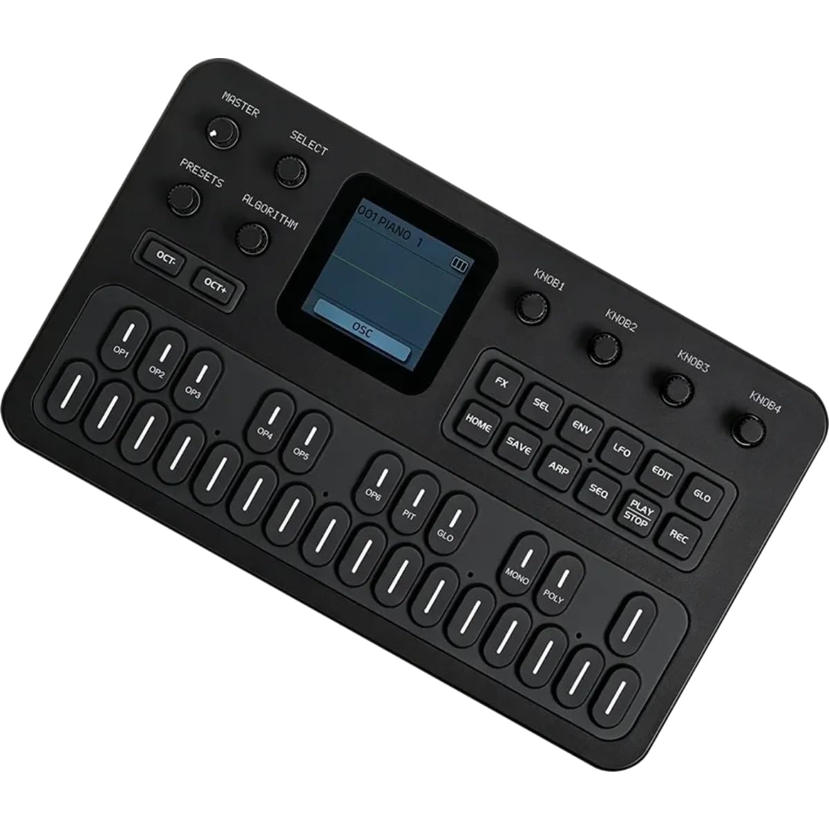 M-Vave FM1 - ​​Sintetizador FM portátil de 27 teclas con 128 presets, 32 algoritmos, 6 operadores, altavoz integrado, arpegiador, secuenciador de 16 pasos, USB-C, BLE MIDI y entrada MIDI