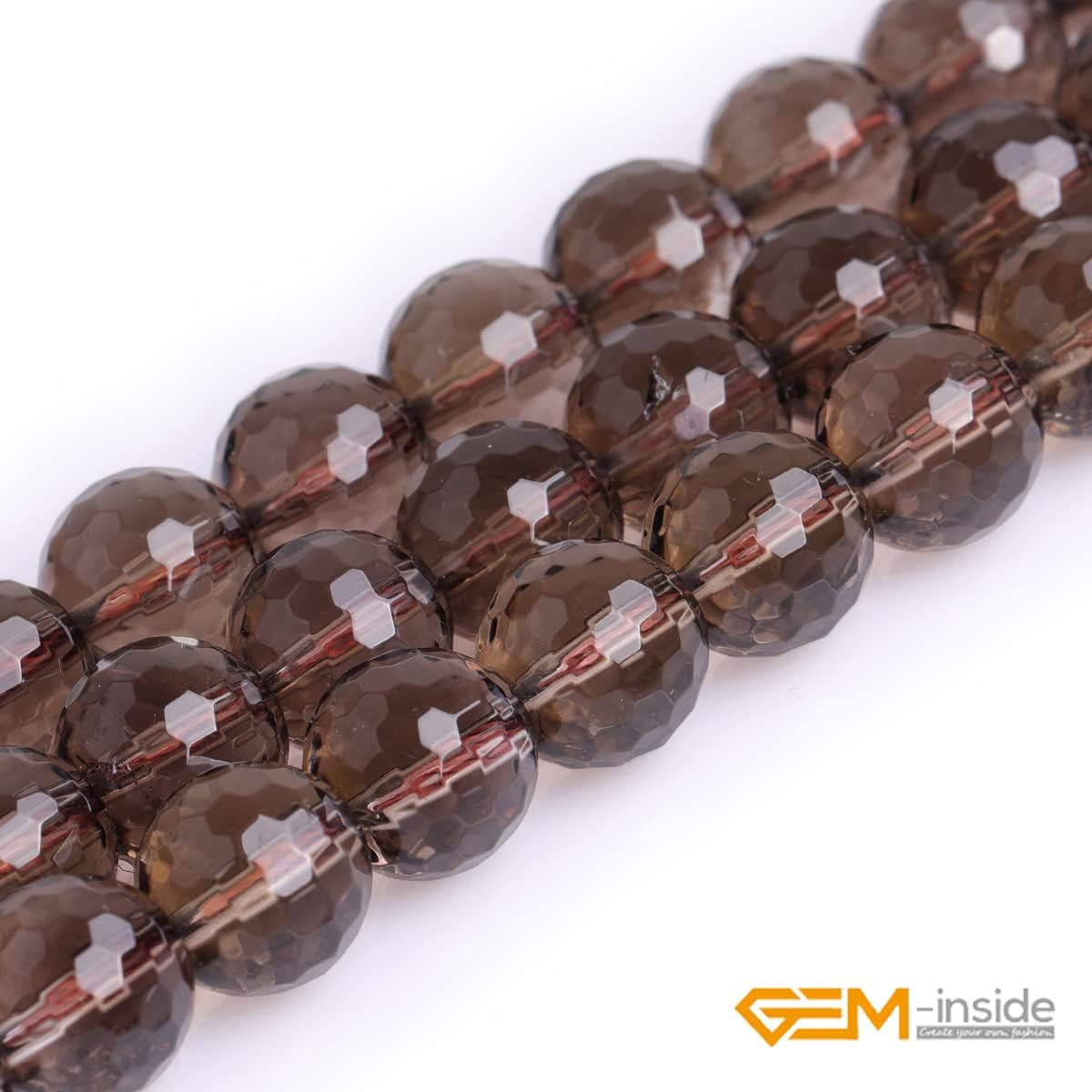 GEM-Inside Smoky Quartz Gemstone Loose Beads 10mm Natural Faceted Light Brown AAA Crystal Energy Stone Power for Jewelry Making 15"