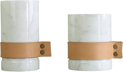 RAZZUM Portavelas clásico paquete de 2 portavelas de mármol portavelas con forma de barril de bolígrafo portavelas decorativo para mesa de comedor
