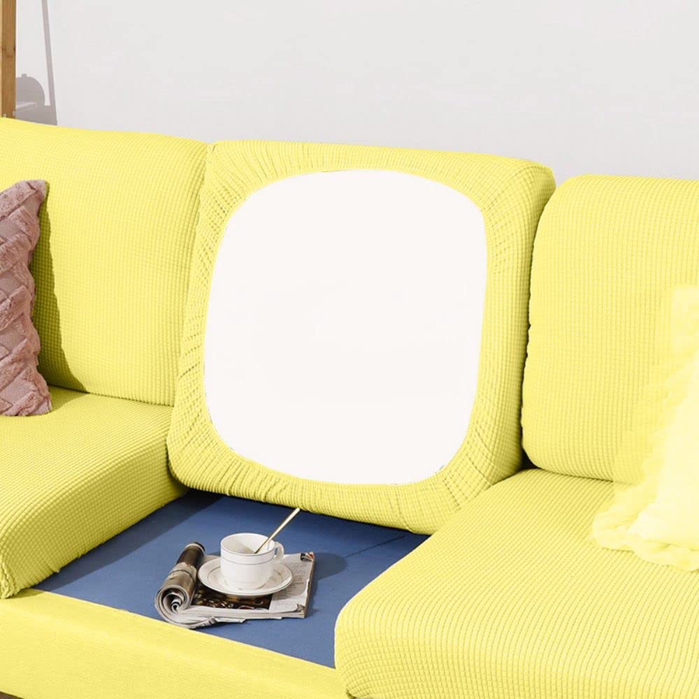 BOLUXIU Sofa Seat Cushion Cover-Stretch Elastic Cushion Cover Sofa Seat Cushion Cover Multiple Colors Suitable for all sofas, Yellow, S(20--25inch)