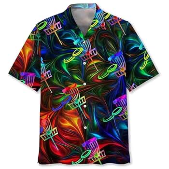 Amazon.com: Multicolor Disc Golf Hawaiian Shirts for Men
