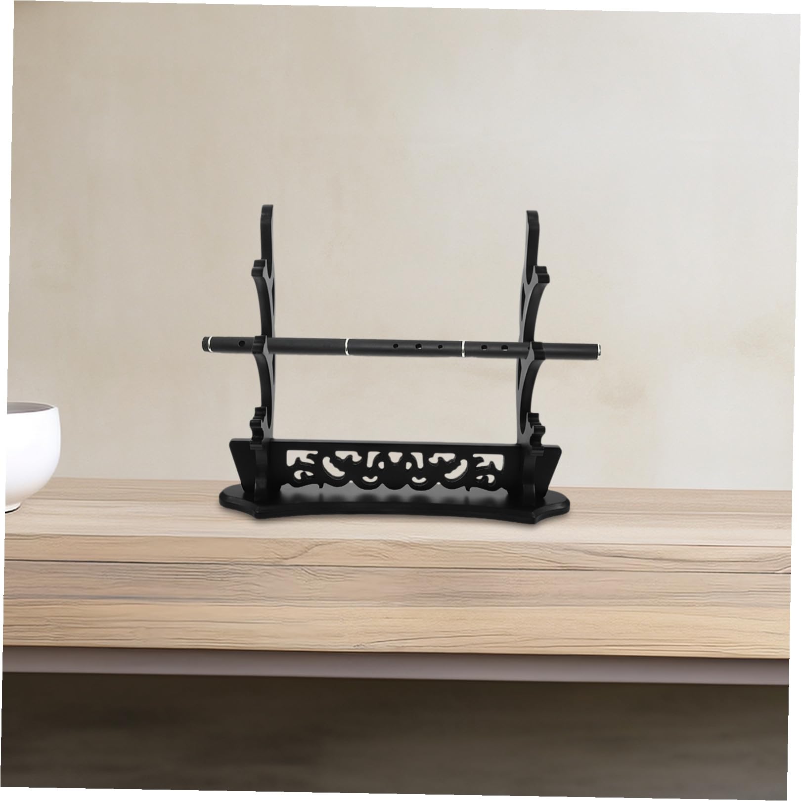 KOMBIUDA Soporte de Espada de Varias Capas de Madera Negro para Escritorio | Diseño Hueco Forma de Dragón, Apto y Cuernos, Uso en Mesa y Obsequio de Festival