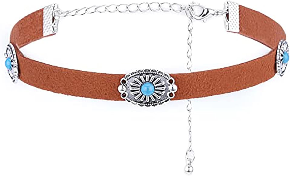 Amazon | Yfe ボヘミア ターコイズ チョーカーネックレス レザーチョーカー ジュエリー スエードネックレス レディース ガールズ ボーホースタイル | チョーカー 通販