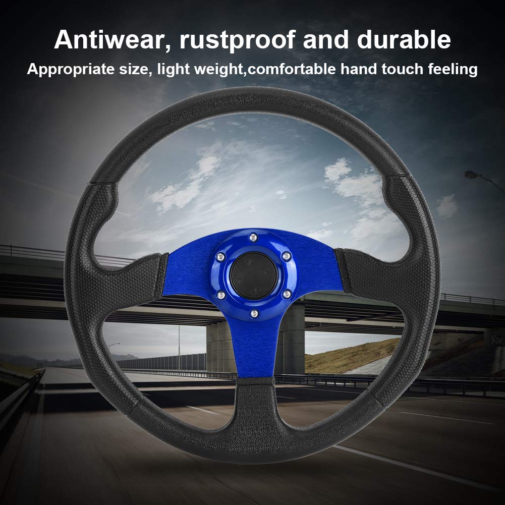 Akozon Racing Car Sport Steering Wheel 6 Bolts 350mm/14in Universal Modified Accessory(Blue)