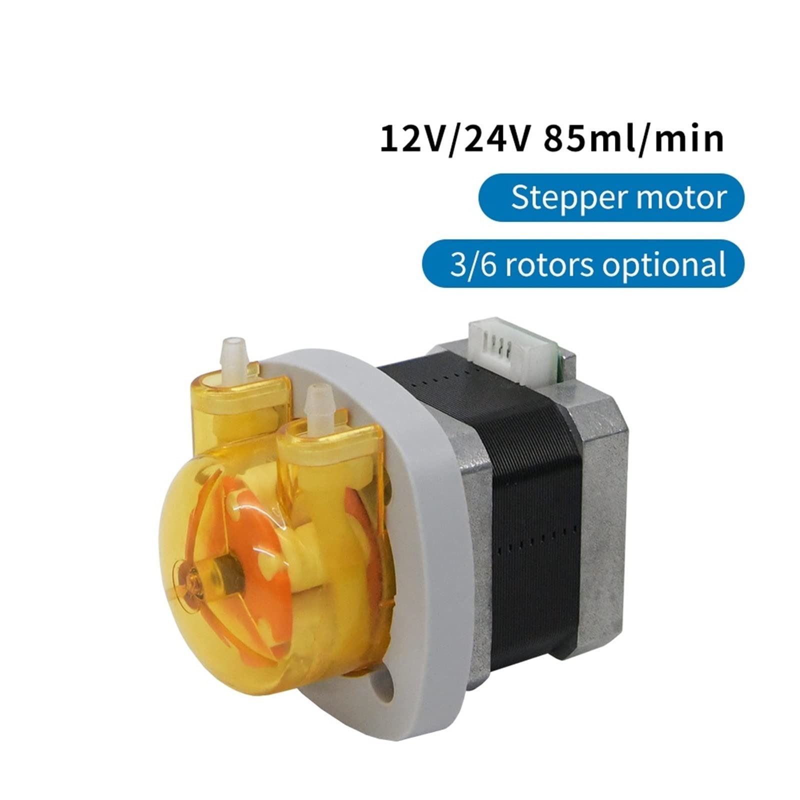 Pompe Péristaltique, Pompe péristaltique KAS 12V/24V avec moteur pas à 42, 3 ou 6 rotors et tube en silicone BPT for la sélection | S08,ST-24V-6 rotors