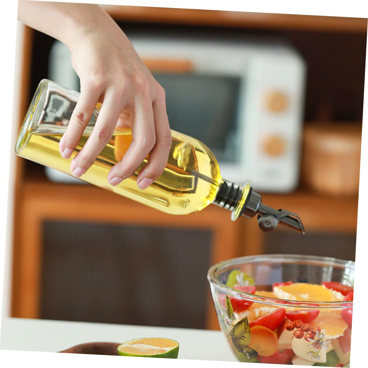 Cabilock 2piezas Aceitera De Vidrio Dispensador De Aceite Boquilla Para Cocina Almacenamiento De Aceite y Vinagre